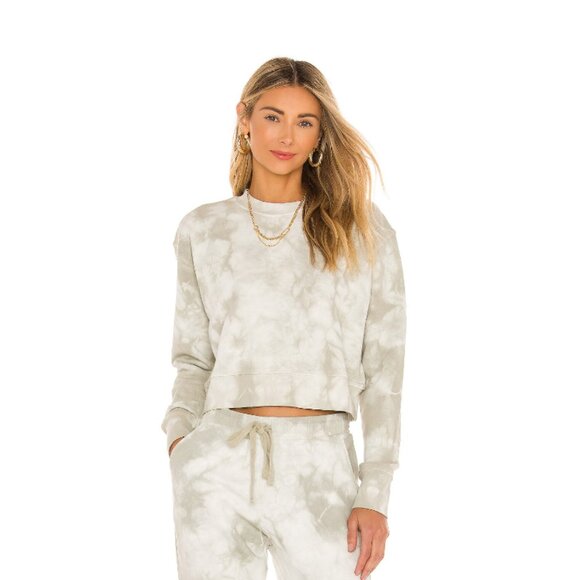 Jonathan Simkhai Standard Eucalyptus Tie-Dye Cropped Sweatshirt Size M MSRP $145 - Picture 1 of 3